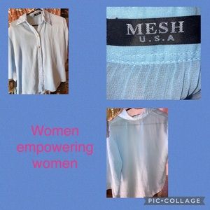 Mesh ladies button down shirt